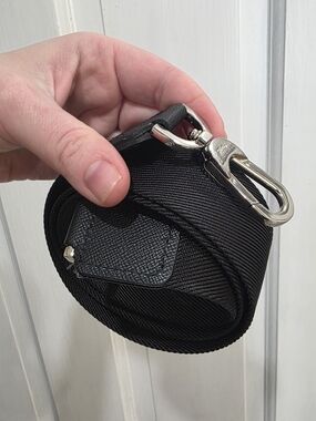 Longchamp Black Webbing Strap with Silver Clip